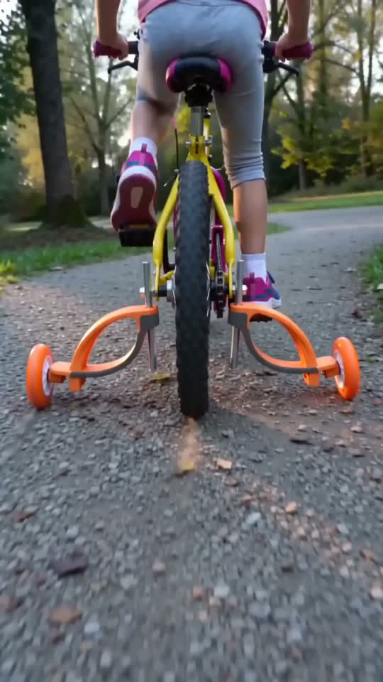 Child learning to cycle with Baswil flexible stabilizers